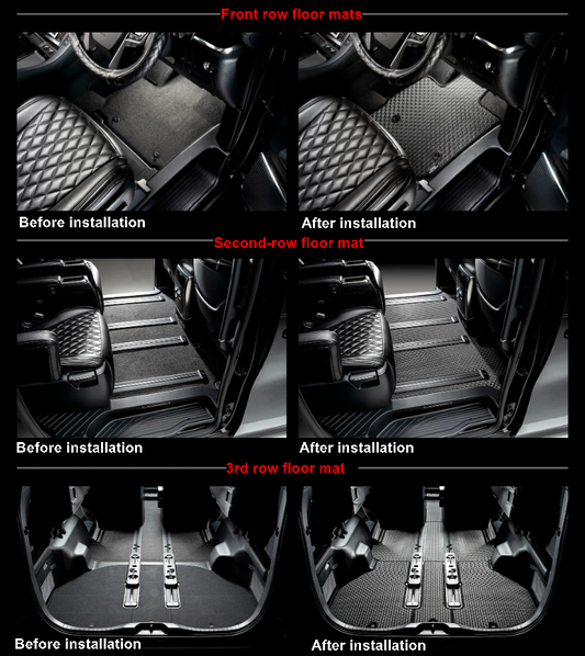 Custom Rubber Floor Mats (3 Rows, 8-Seater) for TOYOTA LAND CRUISER PRADO LJ71G/71W/78G/78W, KZJ71G/71W/78G/78W (Apr 1990–May 1996)