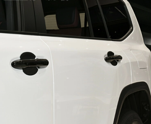 Door Handle Under Cover Protector Scratch Guard TPE Rubber 4P Set Black / Carbon Style Fits Toyota Land Cruiser LC300