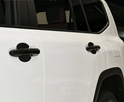 Door Handle Under Cover Protector Scratch Guard TPE Rubber 4P Set Black / Carbon Style Fits Toyota Land Cruiser LC300