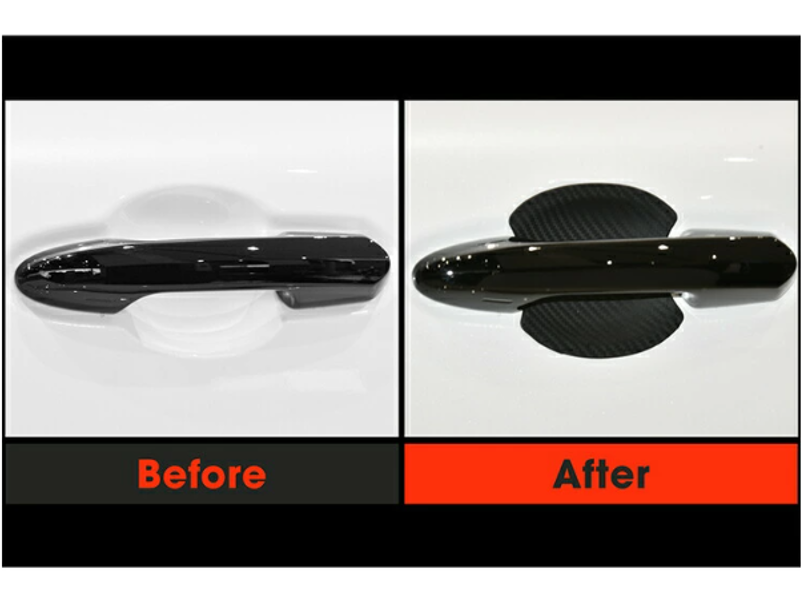 Door Handle Under Cover Protector Scratch Guard TPE Rubber 4P Set Black / Carbon Style Fits Toyota Land Cruiser LC300