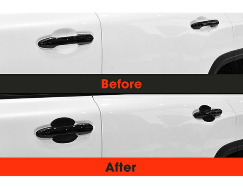 Door Handle Under Cover Protector Scratch Guard TPE Rubber 4P Set Black / Carbon Style Fits Toyota Land Cruiser LC300