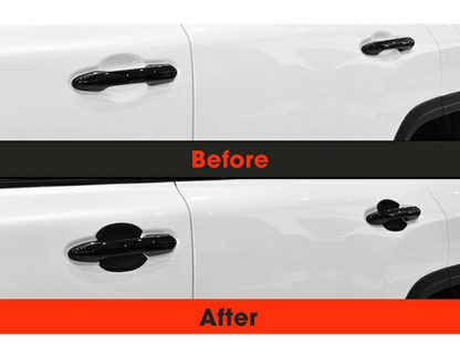 Door Handle Under Cover Protector Scratch Guard TPE Rubber 4P Set Black / Carbon Style Fits Toyota Land Cruiser LC300