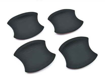Door Handle Under Cover Protector Scratch Guard TPE Rubber 4P Set Black / Carbon Style Fits Toyota Land Cruiser LC300