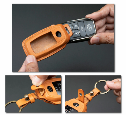 Premium Handmade Genuine Leather Smart Key Case Available in 7 colors Fits Toyota Land Cruiser 300 series