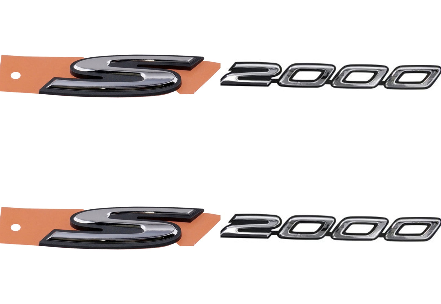 HONDA Genuine JDM S2000 Rh & Lh 2-Set Fender Side Chrome Silver Emblem Seal Exterior