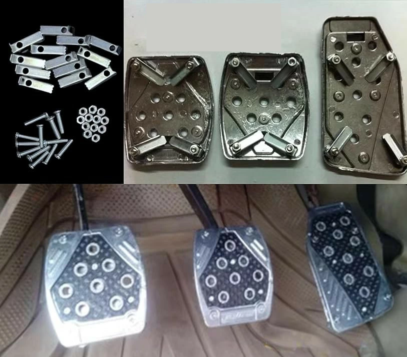 Universal MT Pedal Cover Set for Light Trucks & Compact Cars - 3 Pieces with Installation Hardware (ABS) Acty, Sambar, Carry