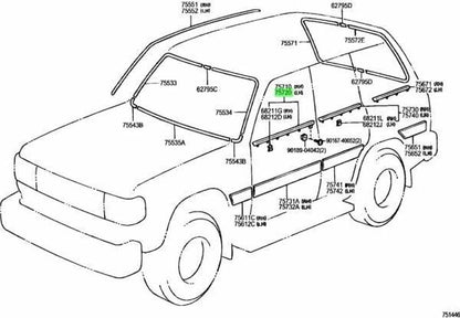 TOYOTA Genuine JDM 75720-60021 OEM 91-97 Land Cruiser LX450 Driver Door Molding