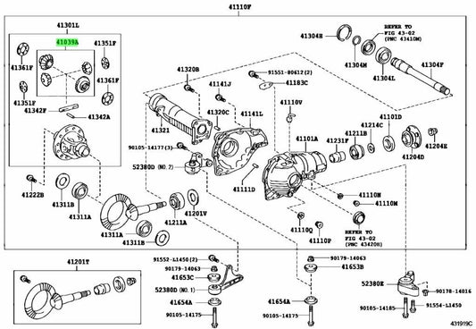 Toyota 41039-34121 JDM Lexus GEAR KIT  DIFFERENTIAL Genuine OEM Japan