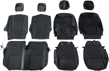 For SUZUKI JDM Jimny/Sierra JB64/JB74 Seat Cover Front + Rear Black Leather