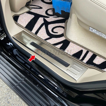 SUS304 Stainless Steel Inside Door Sill Scuff Plate Set Hairline Finish Silver 4pcs Fits Toyota Land Cruiser 300