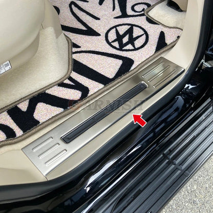 SUS304 Stainless Steel Inside Door Sill Scuff Plate Set Hairline Finish Silver 4pcs Fits Toyota Land Cruiser 300