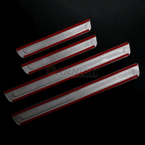SUS304 Stainless Steel Outside Door Sill Scuff Plate Set Hairline Finish Silver 4pcs Fits Toyota Land Cruiser 300