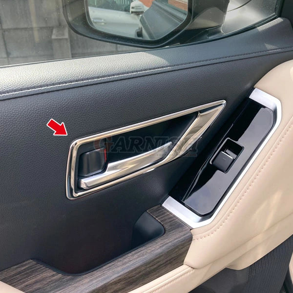 SUS304 Stainless Steel Door Bezel Handle Garnish Interior Trim Silver Mirror Finish 4P Set Fits Toyota Land Cruiser LC300