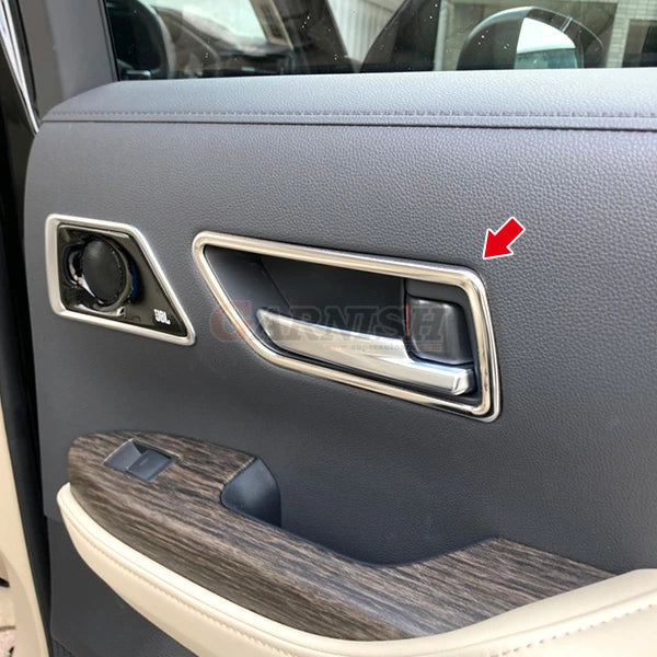 SUS304 Stainless Steel Door Bezel Handle Garnish Interior Trim Silver Mirror Finish 4P Set Fits Toyota Land Cruiser LC300