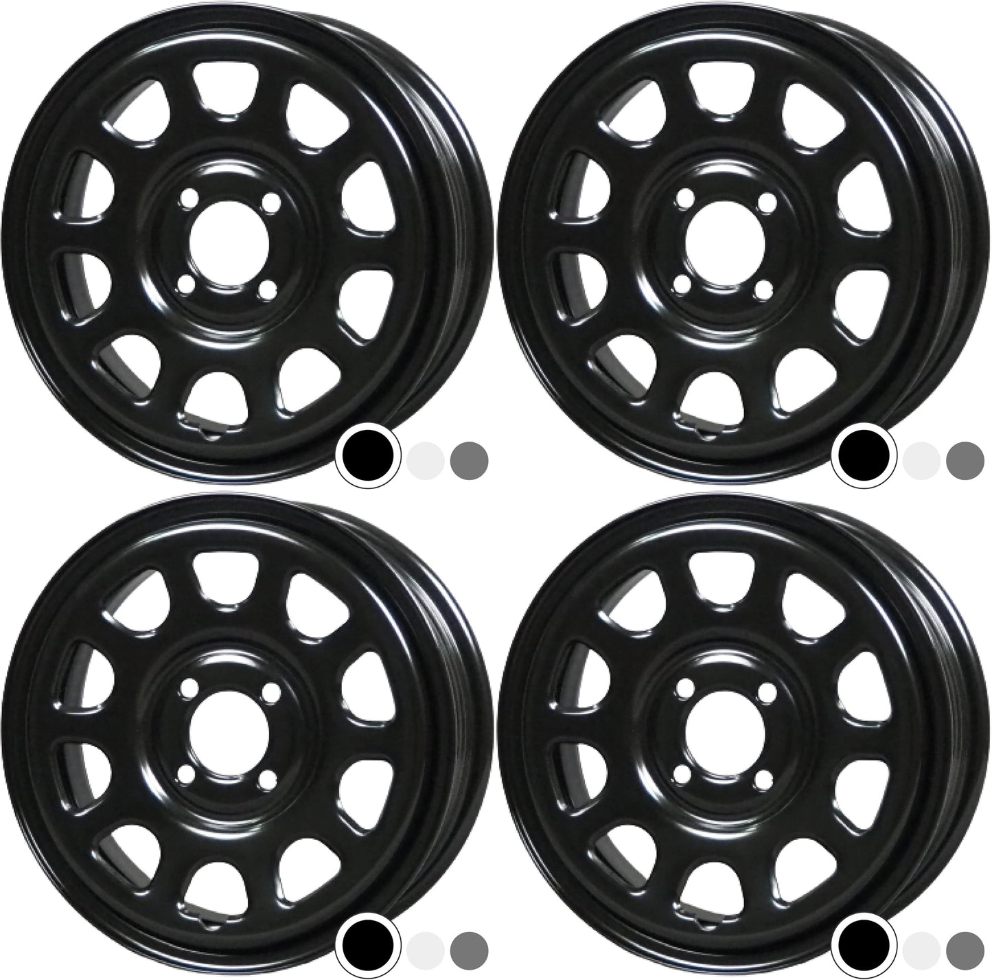 14-inch Black Wheels set of 4 fits Carry DA16T