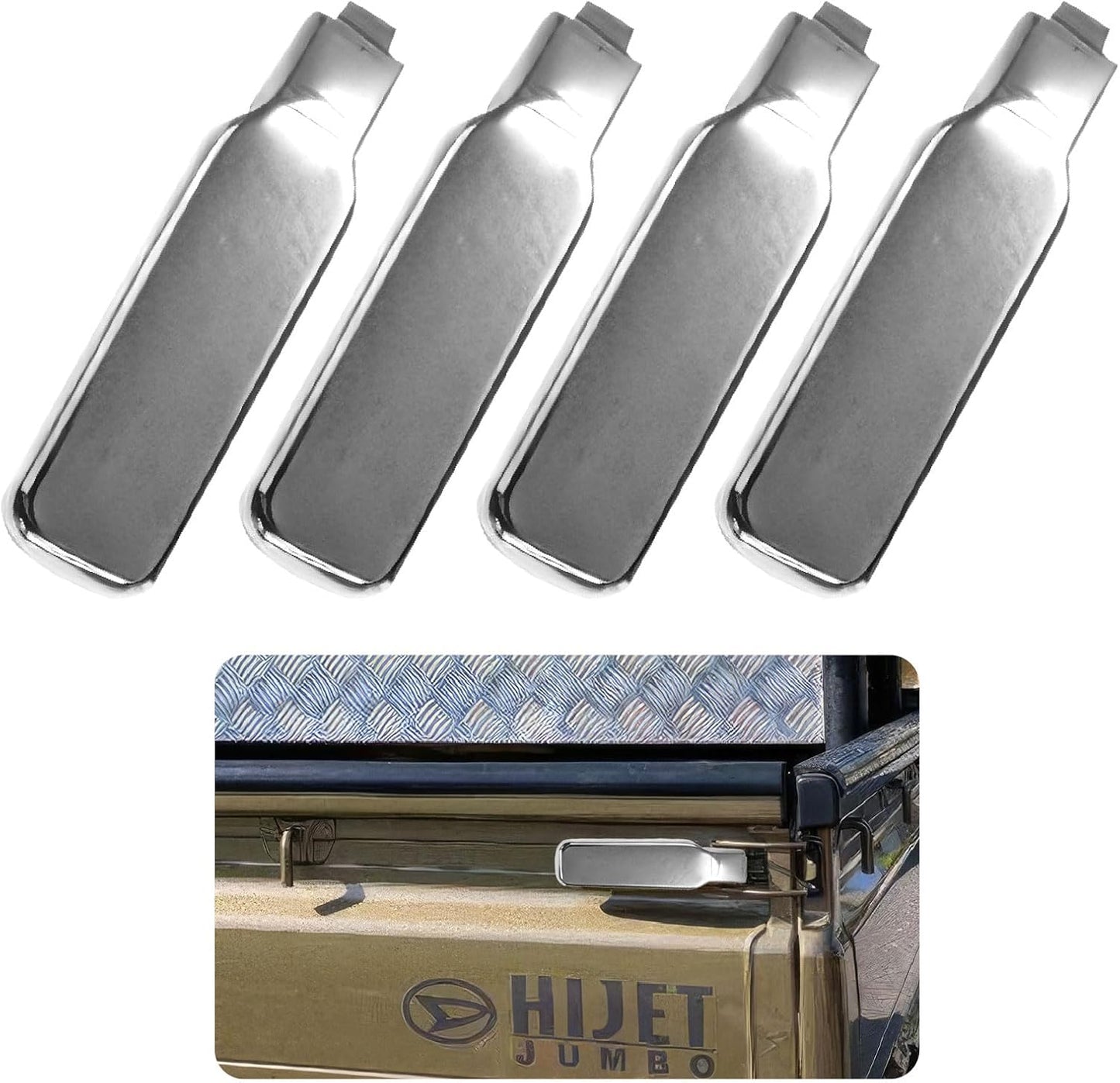 ABS Chrome Finish Tailgate Handle Cover Set 4PCS  Available in black and silver Fits Kei Trucks