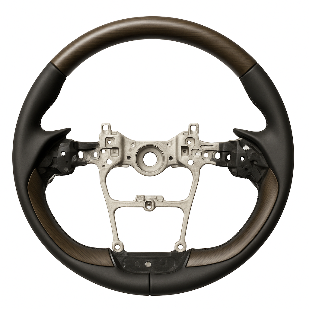 Wood Grain Steering Wheel Synthetic Leather & Aluminum Alloy Fits Toyota Land Cruiser LC300 AX/GX