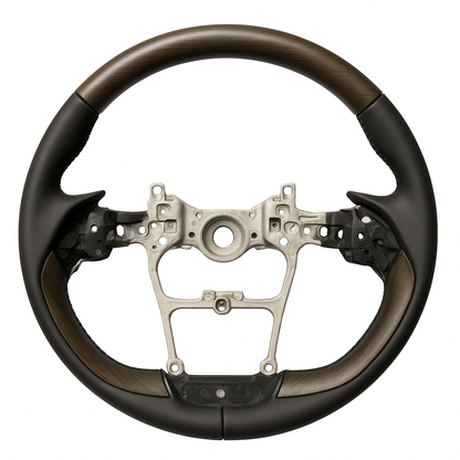 Wood Grain Steering Wheel Synthetic Leather & Aluminum Alloy Fits Toyota Land Cruiser LC300 AX/GX