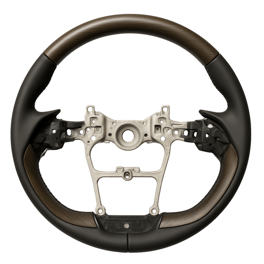 Wood Grain Steering Wheel Synthetic Leather & Aluminum Alloy Fits Toyota Land Cruiser LC300 AX/GX