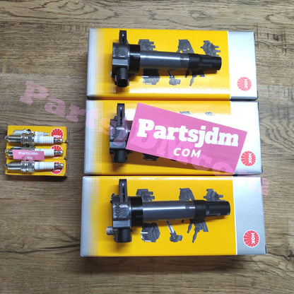 Fit SUZUKI JIMNY JB23W K6A NGK Ignition Coils x3 + Spark Plugs x3 Set