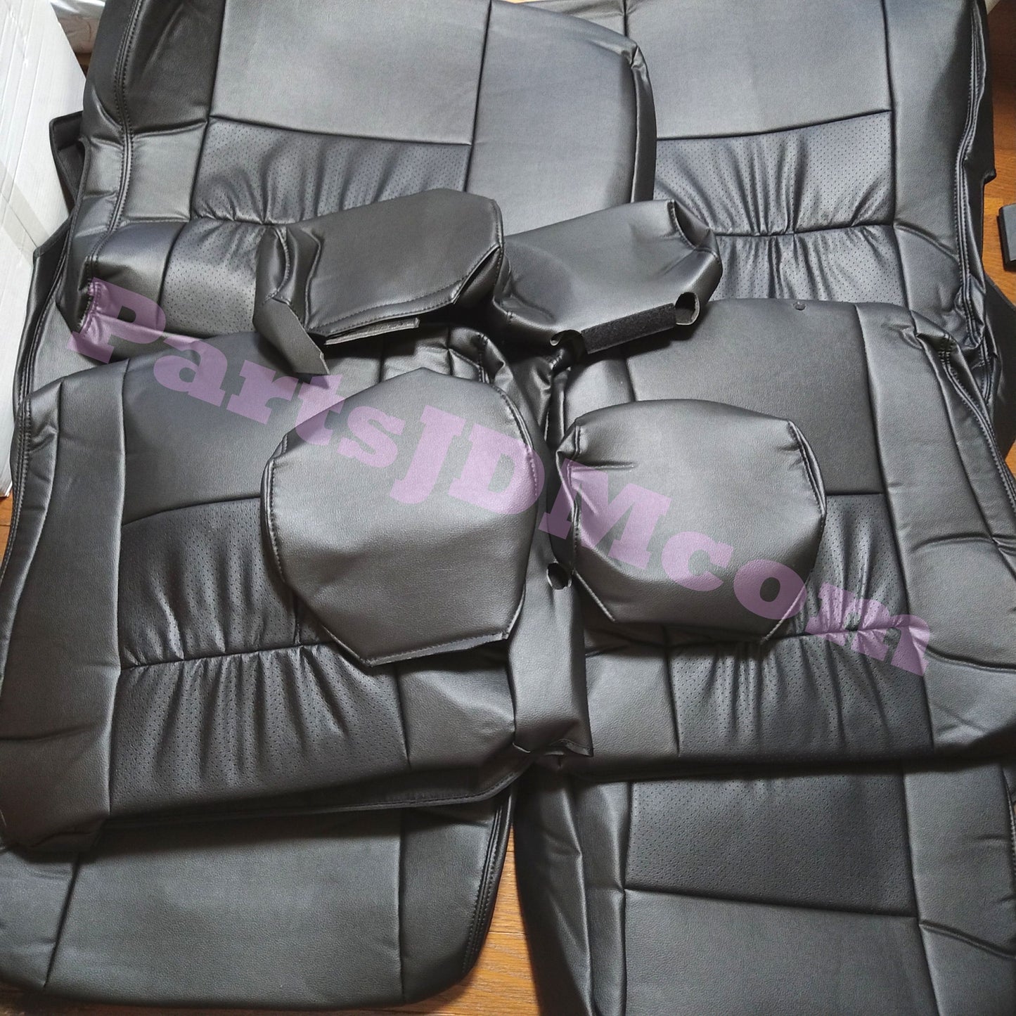 PVC Leather Seat Cover First and Second Row Set Black for Land Cruiser Prado KZJ78G KZJ78W