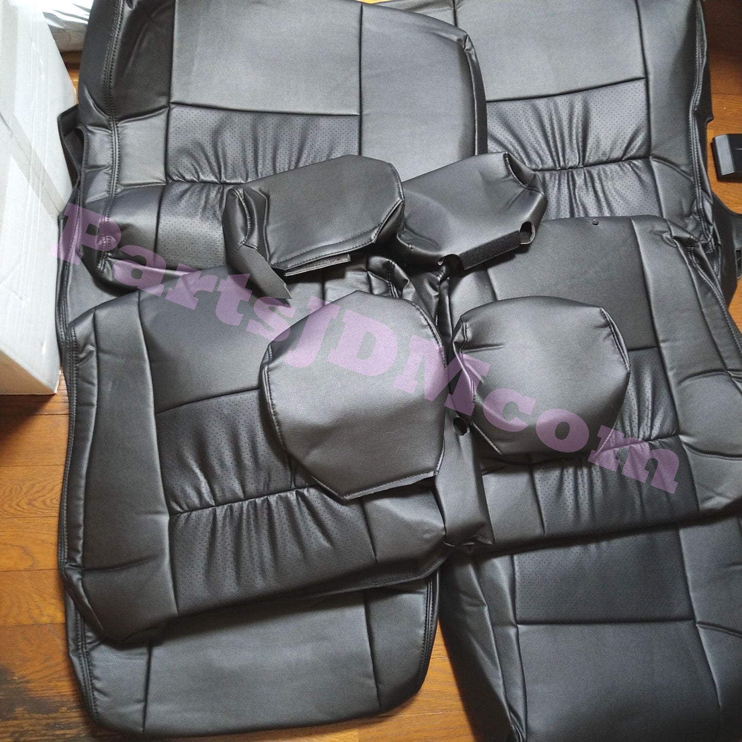PVC Leather Seat Cover First and Second Row Set Black for Land Cruiser Prado KZJ78G KZJ78W