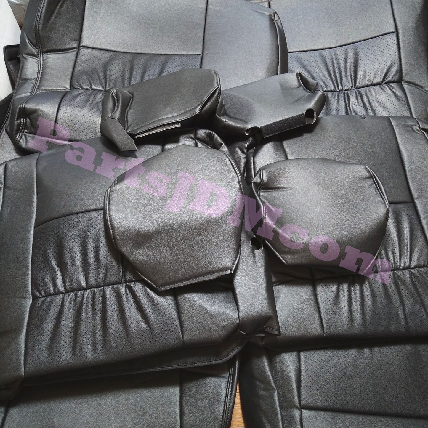 PVC Leather Seat Cover First and Second Row Set Black for Land Cruiser Prado KZJ78G KZJ78W