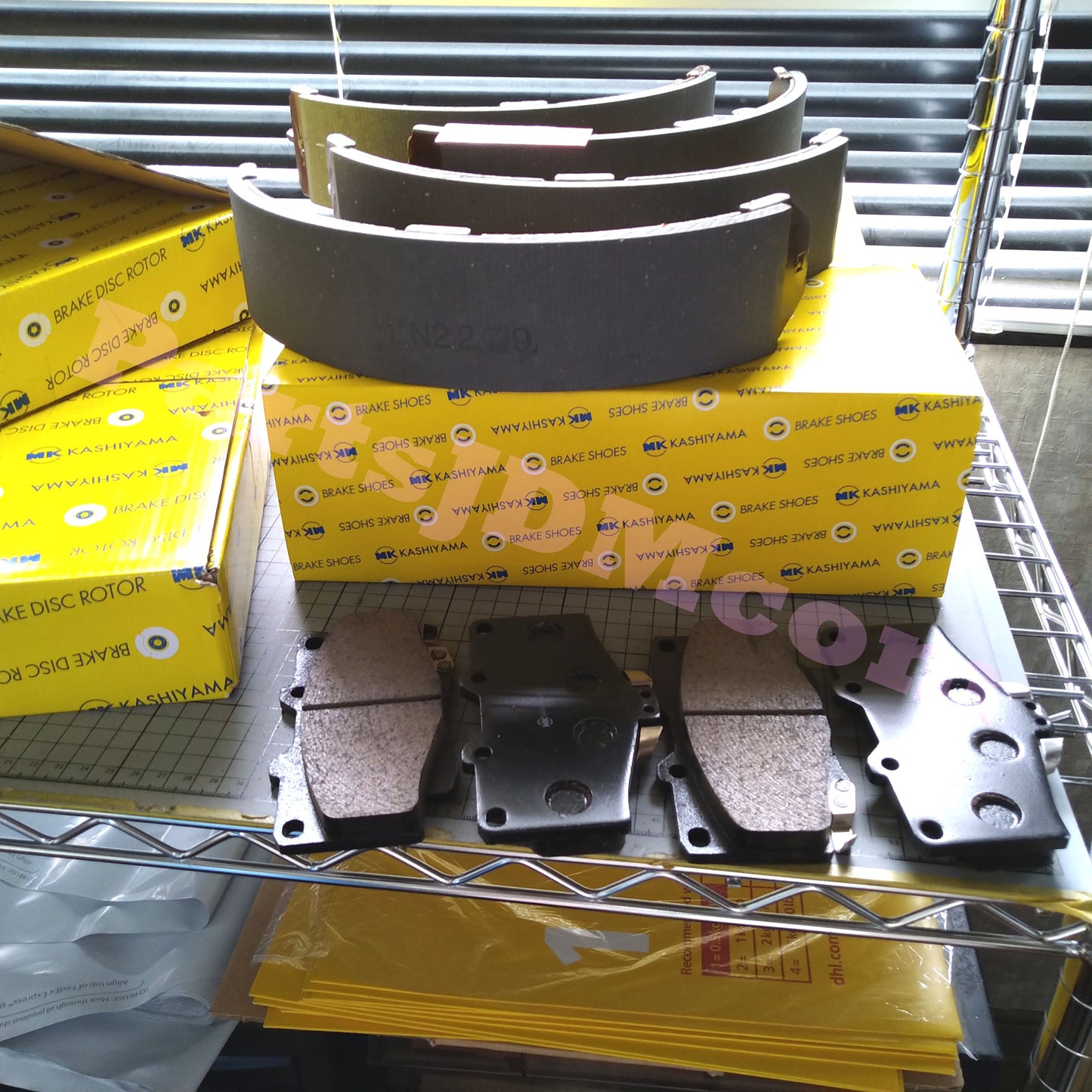 Front Brake Rotor and Pad Set + Rear Brake Shoe Set for Toyota Land Cruiser Prado KZJ71G / KZJ78G – Made in Japan by MK Kashiyama – Painted Finish