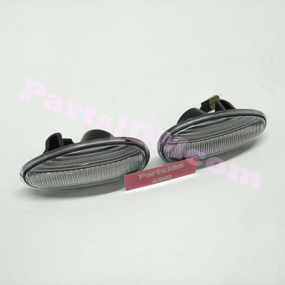 يناسب سيارة ميتسوبيشي ديلكا اليابانية (JDM) موديلات 94-07، إشارات جانبية LED بعدسات شفافة ومؤشرات انعطاف برتقالية