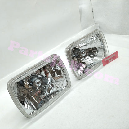 Universal Square Crystal Headlights Set Left & Right Japanese Beam Pattern Multi-Reflector H4 Style Rubber Rear Covers Included For Toyota Land Cruiser Prado LJ71G LJ71W LJ78G LJ78W KZJ71G KZJ71W KZJ78G KZJ78W