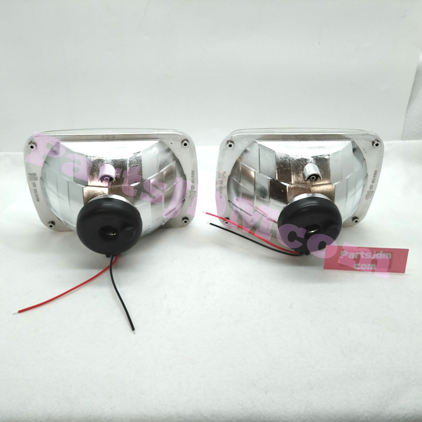 Universal Square Crystal Headlights Set Left & Right Japanese Beam Pattern Multi-Reflector H4 Style Rubber Rear Covers Included For Toyota Land Cruiser Prado LJ71G LJ71W LJ78G LJ78W KZJ71G KZJ71W KZJ78G KZJ78W