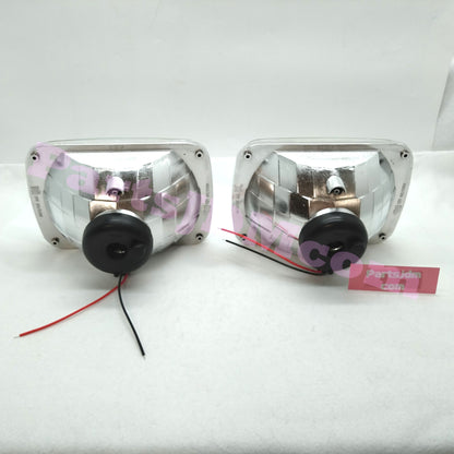 Universal Square Crystal Headlights Set Left & Right Japanese Beam Pattern Multi-Reflector H4 Style Rubber Rear Covers Included For Toyota Land Cruiser Prado LJ71G LJ71W LJ78G LJ78W KZJ71G KZJ71W KZJ78G KZJ78W
