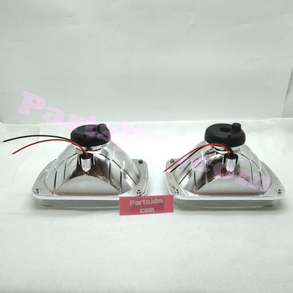 Universal Square Crystal Headlights Set Left & Right Japanese Beam Pattern Multi-Reflector H4 Style Rubber Rear Covers Included For Toyota Land Cruiser Prado LJ71G LJ71W LJ78G LJ78W KZJ71G KZJ71W KZJ78G KZJ78W