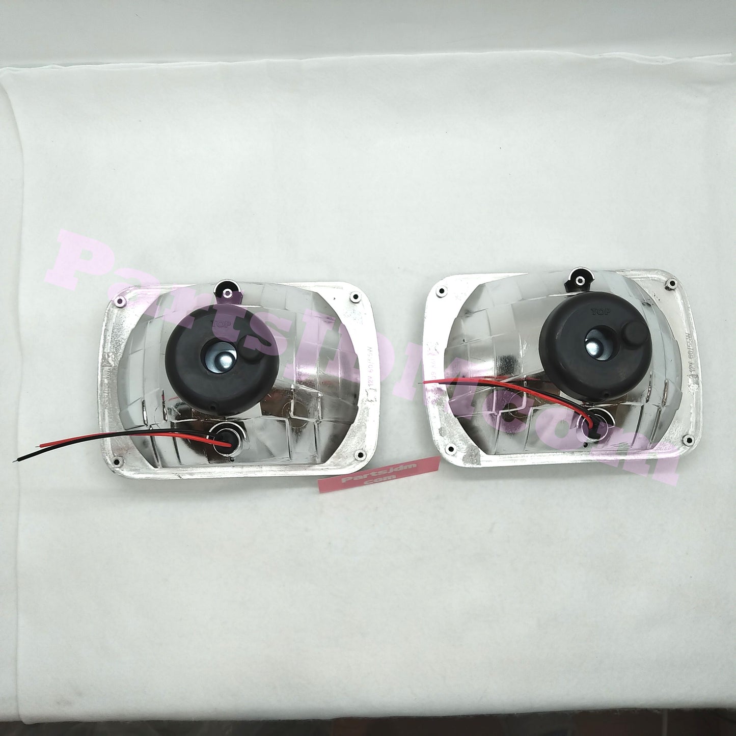 Universal Square Crystal Headlights Set Left & Right Japanese Beam Pattern Multi-Reflector H4 Style Rubber Rear Covers Included For Toyota Land Cruiser Prado LJ71G LJ71W LJ78G LJ78W KZJ71G KZJ71W KZJ78G KZJ78W