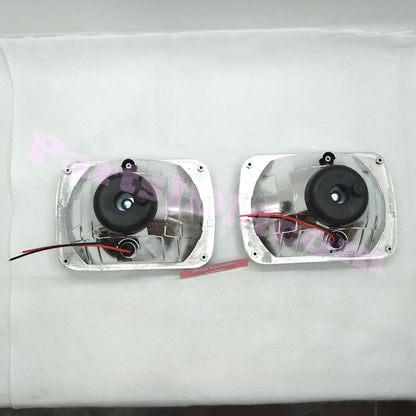 Universal Square Crystal Headlights Set Left & Right Japanese Beam Pattern Multi-Reflector H4 Style Rubber Rear Covers Included For Toyota Land Cruiser Prado LJ71G LJ71W LJ78G LJ78W KZJ71G KZJ71W KZJ78G KZJ78W
