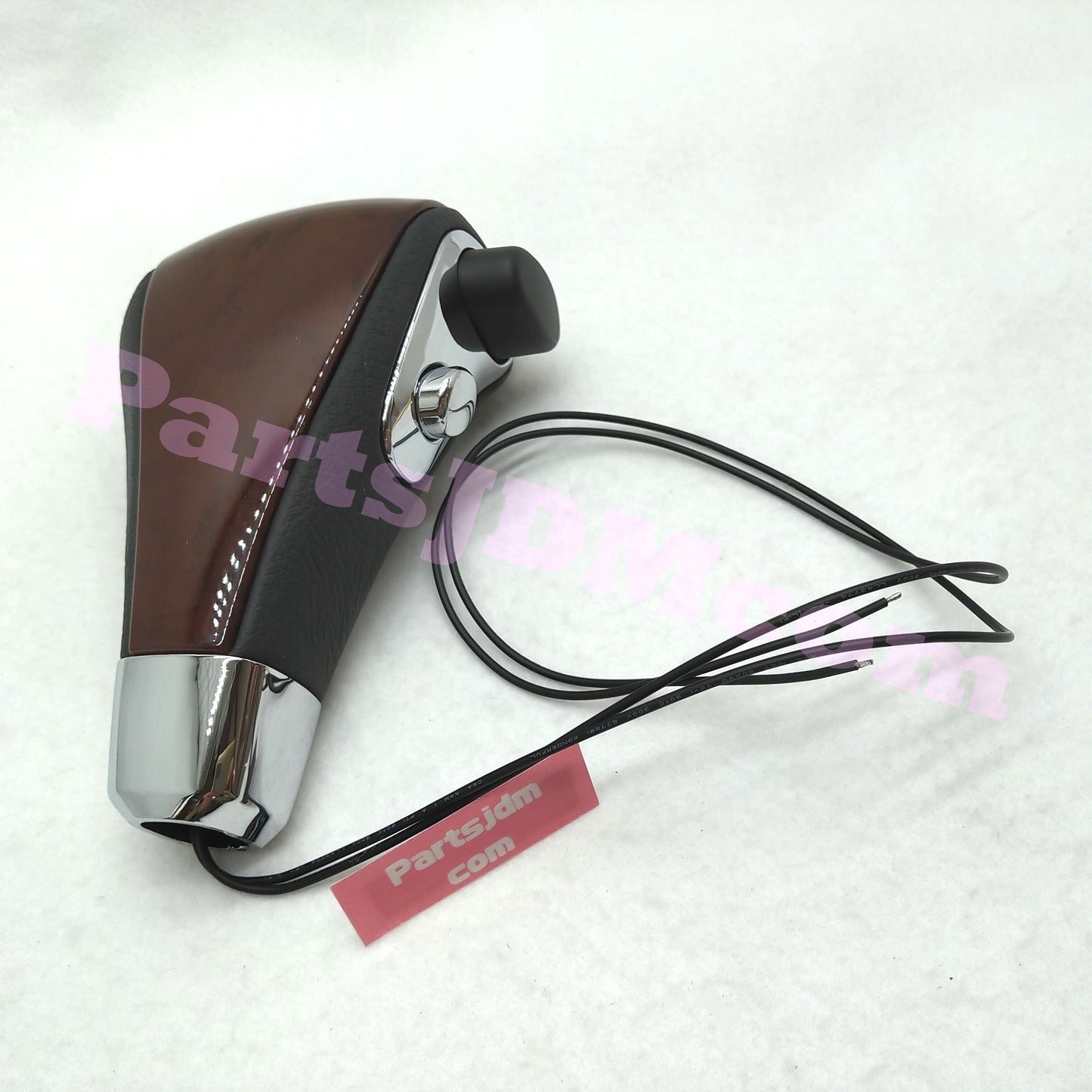 Wood Combination Shift Knob with Overdrive Switch Black Leather Brown Wood Grain for Toyota Land Cruiser 78