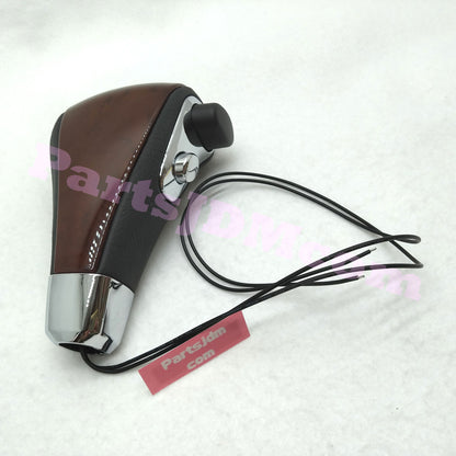 Wood Combination Shift Knob with Overdrive Switch Black Leather Brown Wood Grain for Toyota Land Cruiser 78