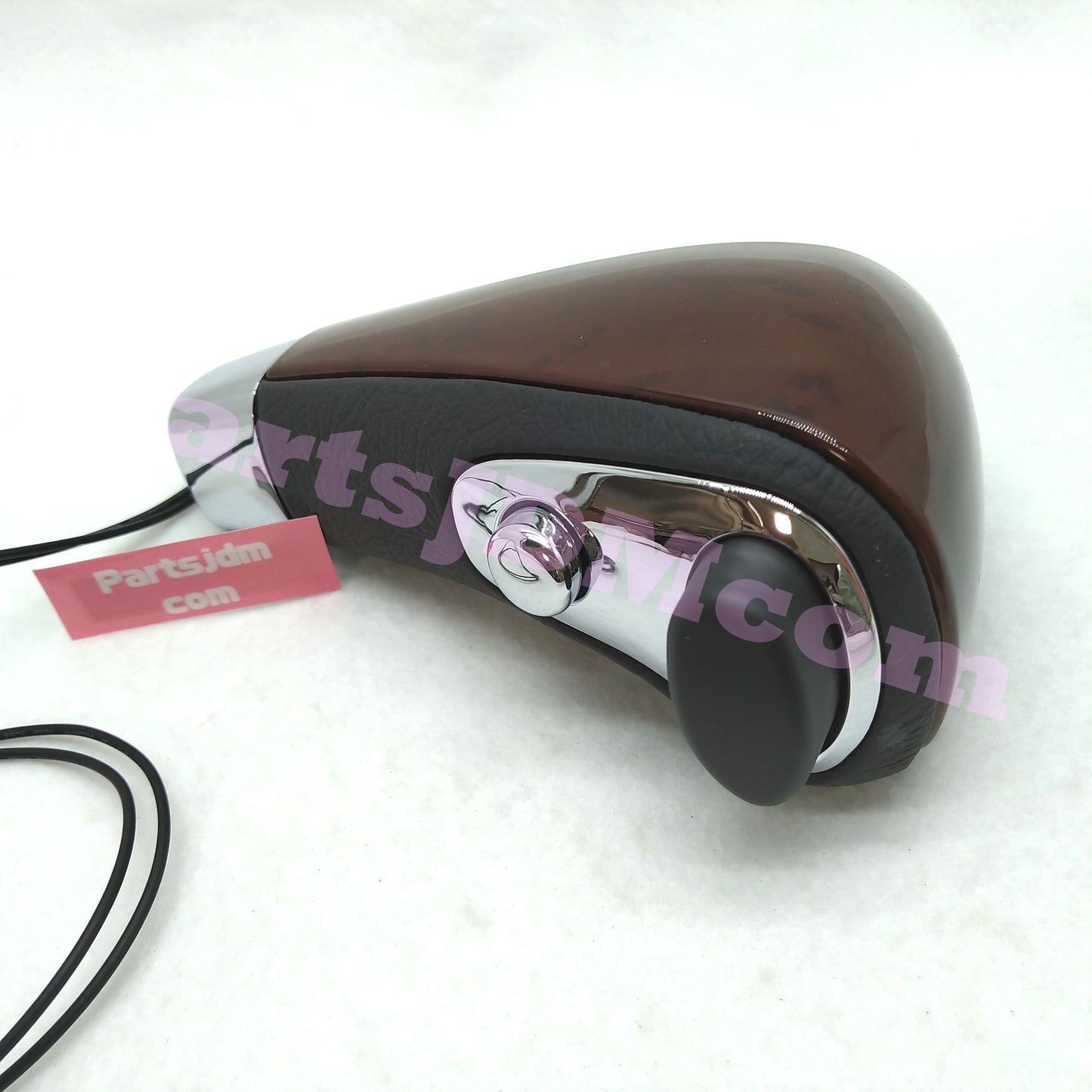 Wood Combination Shift Knob with Overdrive Switch Black Leather Brown Wood Grain for Toyota Land Cruiser 78