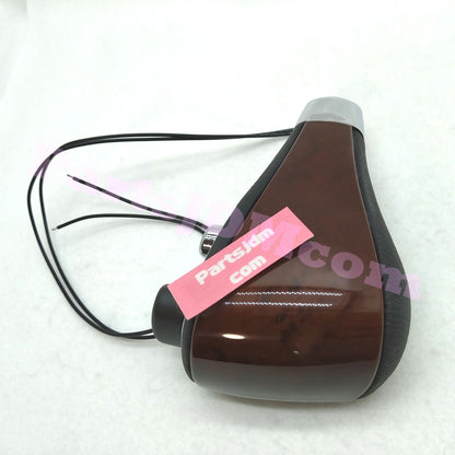 Wood Combination Shift Knob with Overdrive Switch Black Leather Brown Wood Grain for Toyota Land Cruiser 78