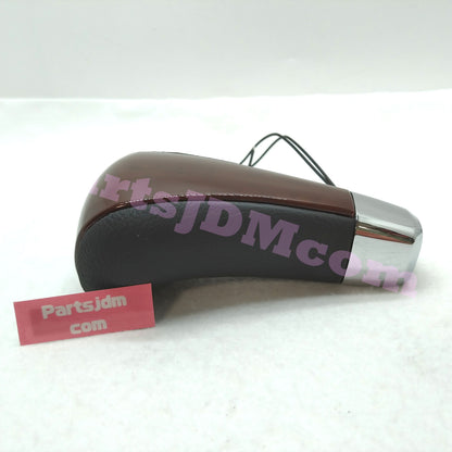 Wood Combination Shift Knob with Overdrive Switch Black Leather Brown Wood Grain for Toyota Land Cruiser 78
