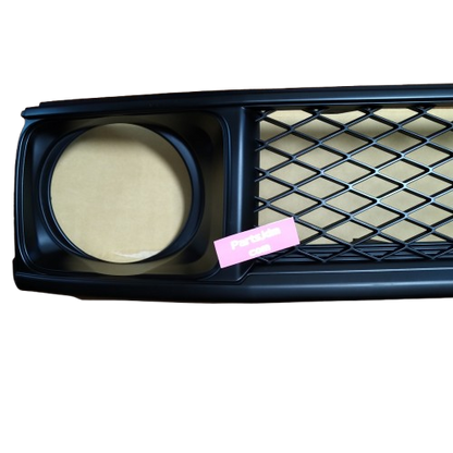 Toyota Land Cruiser Prado 71/78 Series Round Eye Conversion Kit - Matte Black Mesh Grille, Emblem Stay & 7-inch Crystal Headlights Set