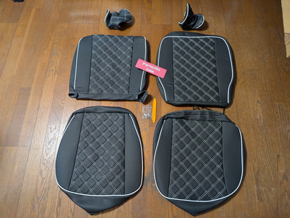 For Suzuki JDM DA63T Carry Truck Seat Cover Diamond Cut PVC Leather White seams