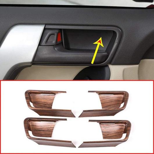 Wood Grain ABS Interior Door Bowl Cover Trim for Toyota Land Cruiser Prado FJ150 2014-2018