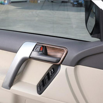 Wood Grain ABS Interior Door Bowl Cover Trim for Toyota Land Cruiser Prado FJ150 2014-2018