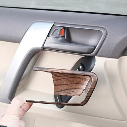 Wood Grain ABS Interior Door Bowl Cover Trim for Toyota Land Cruiser Prado FJ150 2014-2018