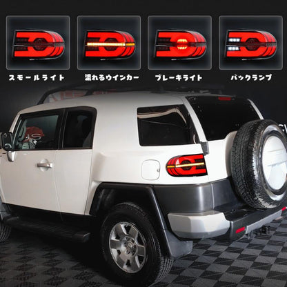 Fits TOYOTA FJ Cruiser 2010-2022 LED Tail Lamps Land Rover Style Smoked Lens Sequential Turn Signals