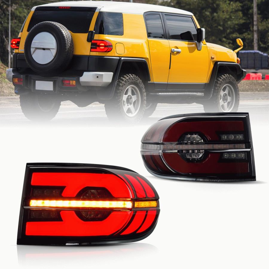 Fits TOYOTA FJ Cruiser 2010-2022 LED Tail Lamps Land Rover Style Smoked Lens Sequential Turn Signals