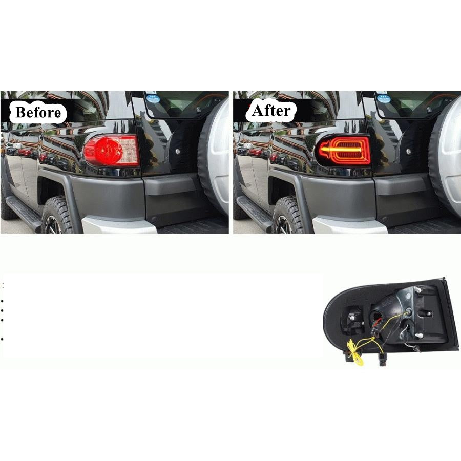 Fits TOYOTA FJ Cruiser 2010-2022 LED Tail Lamps Land Rover Style Smoked Lens