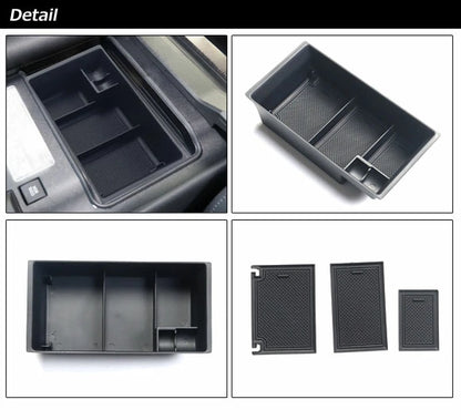 ABS plastic with anti-slip rubber mat Armrest Storage Tray Fits Toyota Land Cruiser FJA300W VJA300W