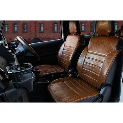 Antique-Style Seat Covers for Toyota Land Cruiser FZJ80G (1989/10–1997/12) 8-Seater VX/VX Limited – Brown PVC Leather